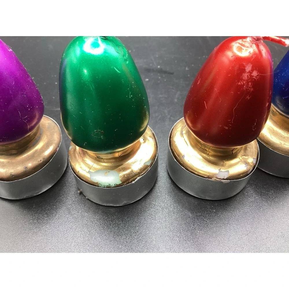 Vtg Set of 4 Holiday Lights Candles Giftco Original Box Blue Red Green Purple‎